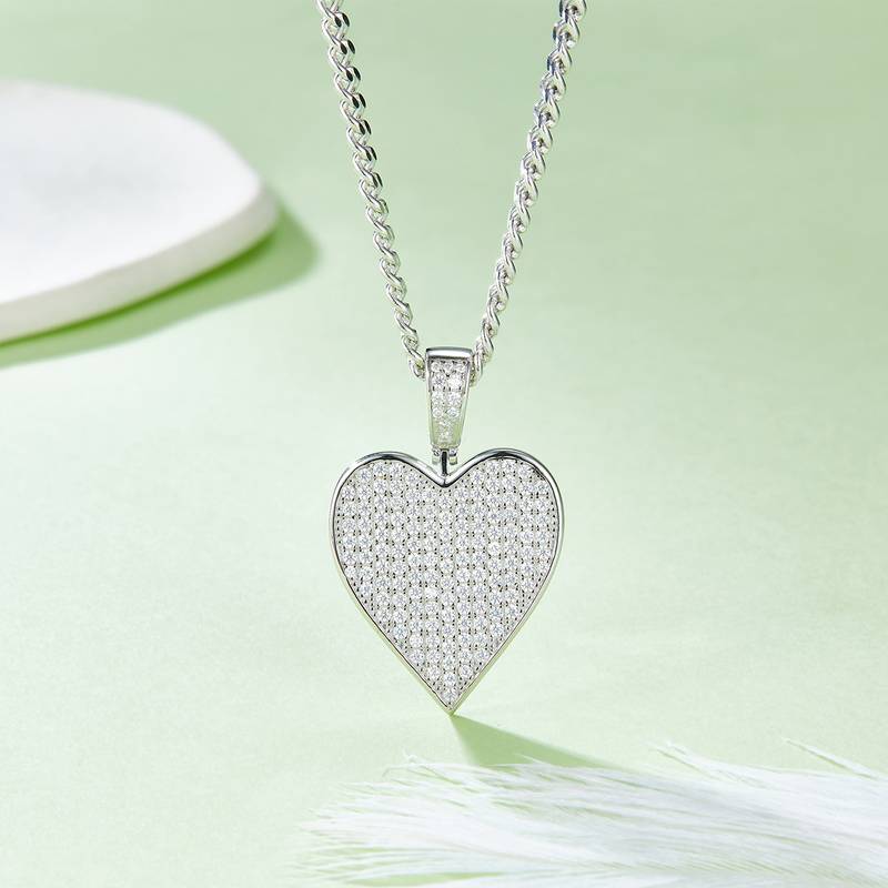 红桃嘻哈项链S925银吊坠莫桑钻厘石D级1.2CT